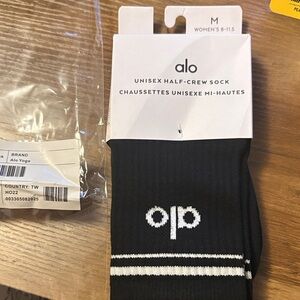 ALO Yoga Black /White Half-Crew Socks